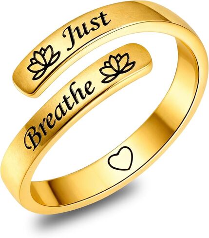 Sonateomber Gold Silver Faith Open Rings for Women ，Adjustable Minimalist Personality Encouragement Hope Love Healing Promise Ring Wedding Festival Accessories Fashion Jewelry Gift in Kuwait