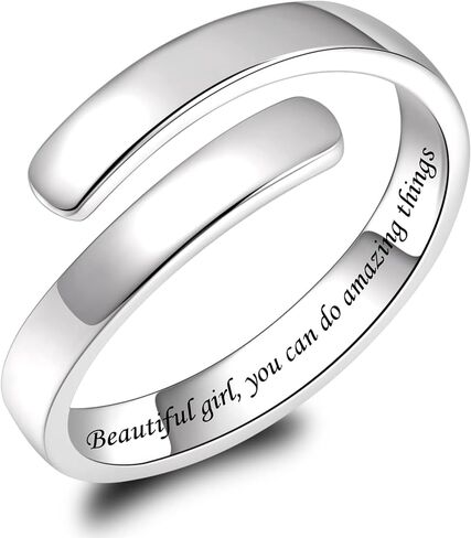 Sonateomber Gold Silver Faith Open Rings for Women ，Adjustable Minimalist Personality Encouragement Hope Love Healing Promise Ring Wedding Festival Accessories Fashion Jewelry Gift in Kuwait