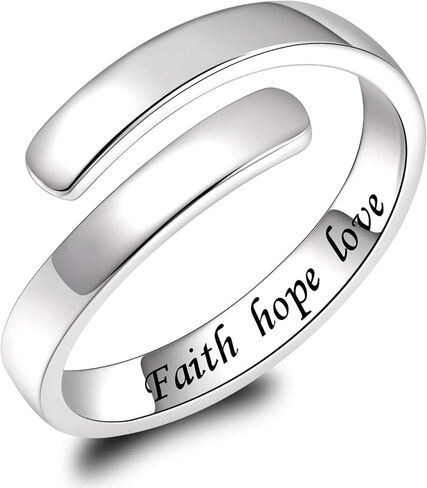Sonateomber Gold Silver Faith Open Rings for Women ，Adjustable Minimalist Personality Encouragement Hope Love Healing Promise Ring Wedding Festival Accessories Fashion Jewelry Gift in Kuwait