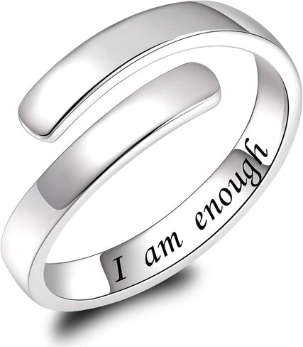 Sonateomber Gold Silver Faith Open Rings for Women ，Adjustable Minimalist Personality Encouragement Hope Love Healing Promise Ring Wedding Festival Accessories Fashion Jewelry Gift in Kuwait