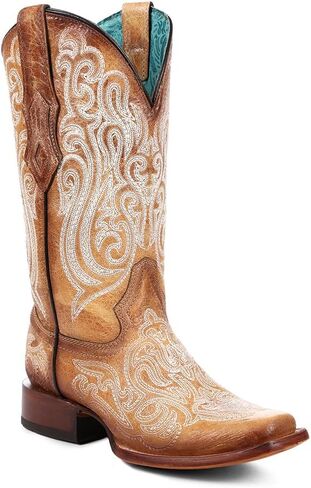 Corral Boots Women's Brown Handcrafted Western Boots | Snip Toe Tall Cowboy Boots with Luminescent Embroidery in Kuwait