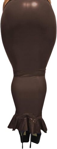 ارتفاع الخصر القوطي بولي كلوريد الفينيل والجلود النساء Bodycon هوبل التنانير فو اللاتكس سيدة خطوة واحدة تنانير طويلة in Kuwait
