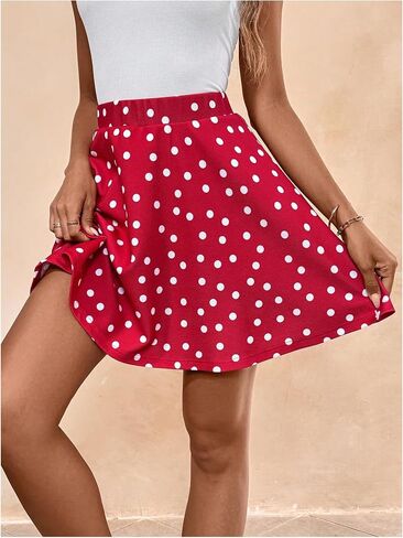 RoseSeek Women's Polka Dots A Line Skort Elegant Retro Mini Skirt with Shorts Underneath in Kuwait