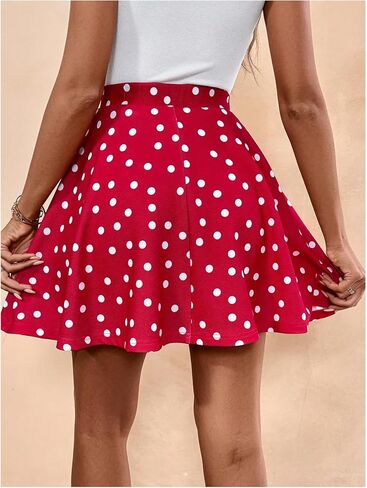 RoseSeek Women's Polka Dots A Line Skort Elegant Retro Mini Skirt with Shorts Underneath in Kuwait