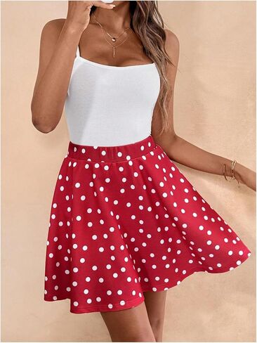 RoseSeek Women's Polka Dots A Line Skort Elegant Retro Mini Skirt with Shorts Underneath in Kuwait