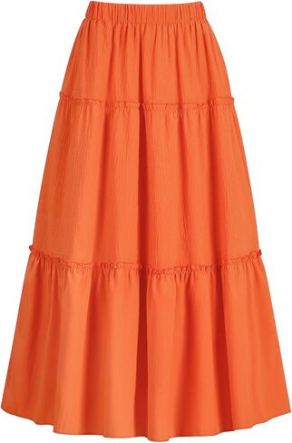 Maxi Skirts for Women Trendy High Waist Flowy Skirt Boho A-Line Layered Tiered Long Skirt Beach Vacation Skirt Dress in Saudi Arabia