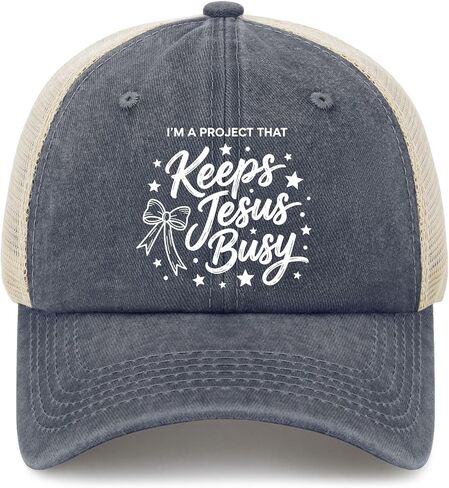 I'm A Project that Keeps Jesus Busy Hats for Women Aesthetic Washed Distressed in Kuwait