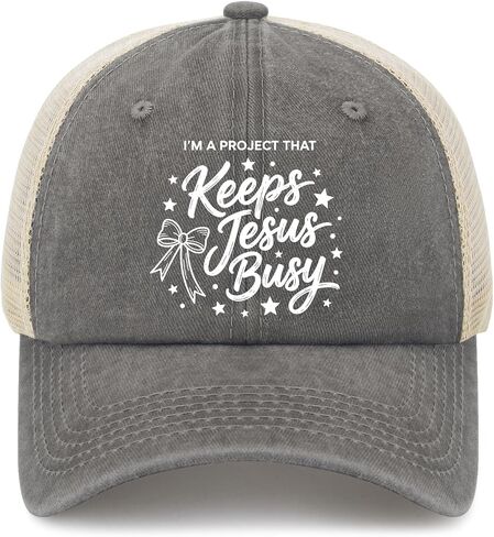 I'm A Project that Keeps Jesus Busy Hats for Women Aesthetic Washed Distressed in Kuwait