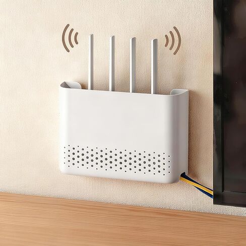 Wall Mounted Router Storage Box - No-Drill WiFi Router Organizer with Heat Dissipation Holes, Cable Management Box for Living Room, Bedroom, Study, Dorm, Apartment in Saudi Arabia