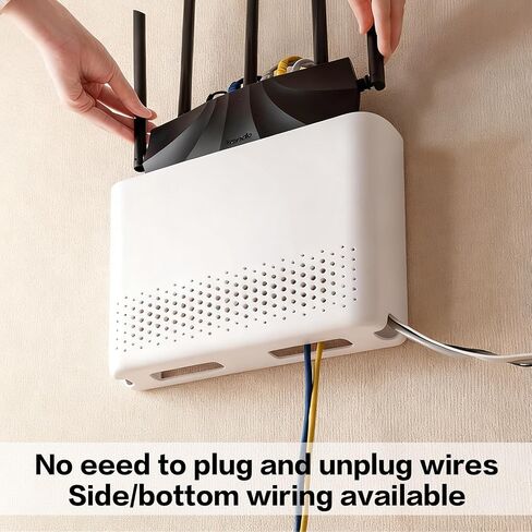 Wall Mounted Router Storage Box - No-Drill WiFi Router Organizer with Heat Dissipation Holes, Cable Management Box for Living Room, Bedroom, Study, Dorm, Apartment in Saudi Arabia