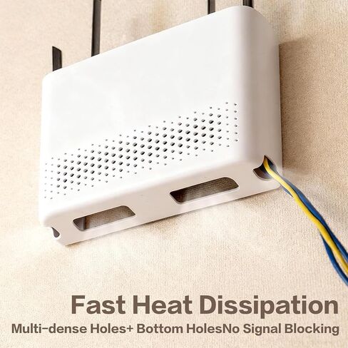 Wall Mounted Router Storage Box - No-Drill WiFi Router Organizer with Heat Dissipation Holes, Cable Management Box for Living Room, Bedroom, Study, Dorm, Apartment in Saudi Arabia