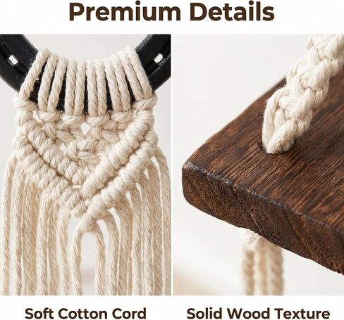 Horseshoe Macrame Wall Shelf Boho Western Wall Decor with Horseshoe Decor Rustic Wood Floating Shelf with Handwoven Cotton Cord Cowgirl Equestrian Farmhouse Wall Hanging Home Accents in Saudi Arabia
