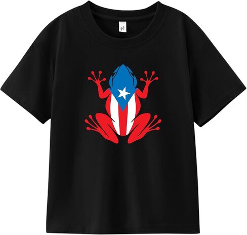 قميص بورتوريكو للأطفال للأولاد والبنات الصغار، تي شيرت على شكل قلب من Coqui Flag Boricua، 3T-7T من القطن الممشط in Kuwait
