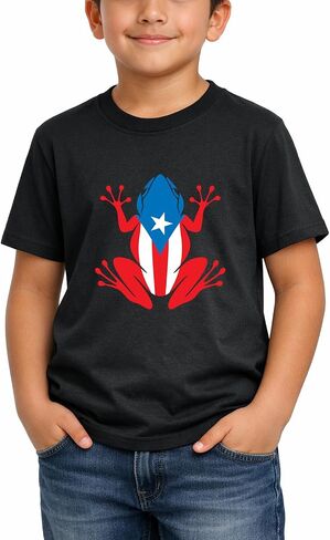 قميص بورتوريكو للأطفال للأولاد والبنات الصغار، تي شيرت على شكل قلب من Coqui Flag Boricua، 3T-7T من القطن الممشط in Kuwait