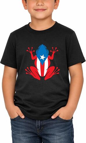 قميص بورتوريكو للأطفال للأولاد والبنات الصغار، تي شيرت على شكل قلب من Coqui Flag Boricua، 3T-7T من القطن الممشط in Kuwait