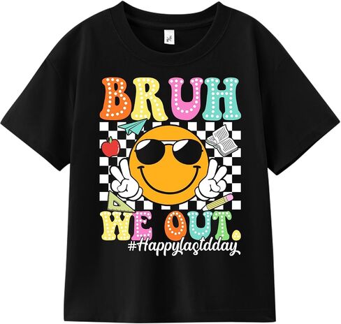 Happy Last Day of School Shirt for Kids Boys Girls, Bruh We Out Dinos Summer Tee, 3-8T in Saudi Arabia