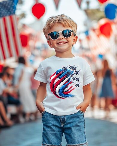 Habudda 4th of July Shirt for Boys Girls Kids Toddler USA Shirts Red White and Blue American Flag Independence Day Tee 2-8T in Kuwait