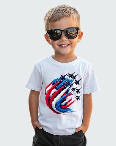 Habudda 4th of July Shirt for Boys Girls Kids Toddler USA Shirts Red White and Blue American Flag Independence Day Tee 2-8T in Kuwait