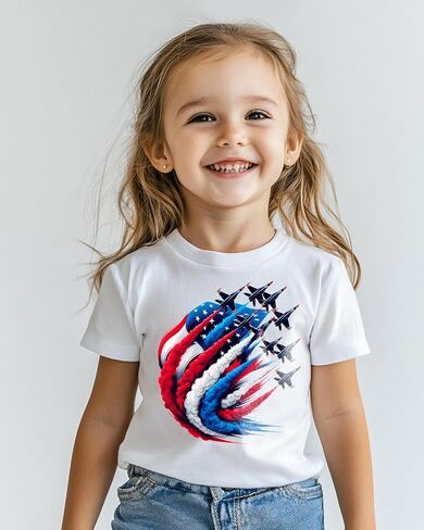 Habudda 4th of July Shirt for Boys Girls Kids Toddler USA Shirts Red White and Blue American Flag Independence Day Tee 2-8T in Kuwait
