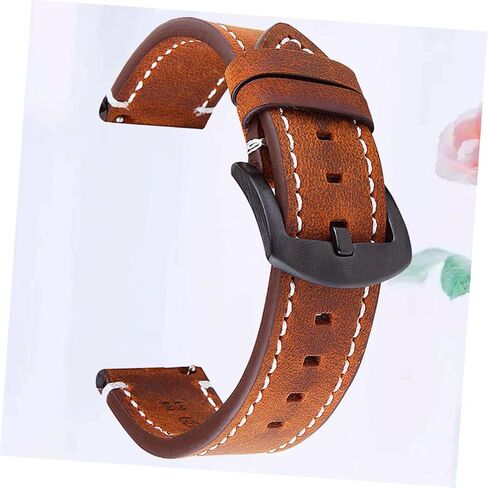 حزام ساعة من الجلد الأصلي باللون البني الداكن متوافق مع سوار معصم ناعم بديل من Moto and Gear Retro Vintage للرجال والنساء in Kuwait