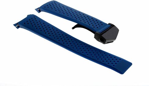 حزام مطاطي من Ewatchparts مقاس 22 مم متوافق مع مشبك تاغ هوير جراند كاريرا كاليبر الأسود باللون الأزرق in Kuwait