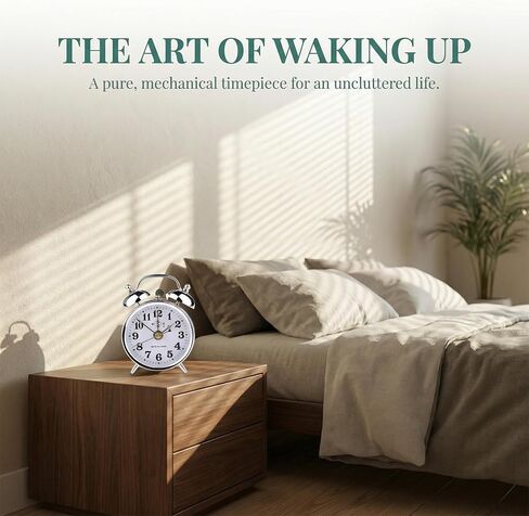 Vintage Mechanical Alarm Clock, Manual Wind Up Clock with Loud Twin Bell, Analog Retro Silver Alarm Clock for Bedroom Living Room, Glow in The Dark Needles in Saudi Arabia