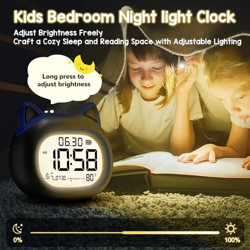 Kids Alarm Clock with Night Light for Kids, Small Digital Alarm Clocks for Bedrooms, Routine Builder, Cute Cat Alarm Clock with Sleep Training, Snooze, 12/24H, Date & Day, Temperature, USB Port in Saudi Arabia