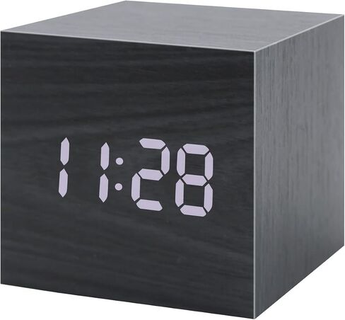 Wooden Digital Alarm Clocks for Bedrooms - Small LED Clock with, DC Port, Temperature, Snooze, DST, Wood Décor, Adapter Powered in Saudi Arabia