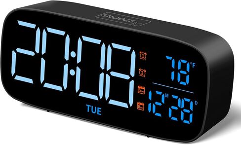 Digital Alarm Clock for Bedroom,Dimmer with Temperature Calendar, 13 Sounds Adjustable Volume, Weekday/Weekend Mode, Snooze, 12/24H Display for Bedrooms Heavy Sleepers Kids Bathroom in Saudi Arabia