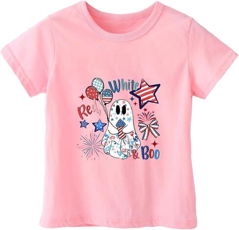 Habudda 4th of July Shirt for Boys Girls Kids Toddler USA Shirts Red White and Blue American Flag Independence Day Tee 2-8T in Kuwait