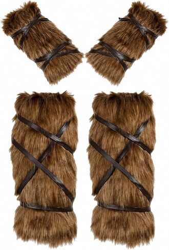 Costume Accessories Set Faux Fur Arm Leg Warmers Boot Covers Faux Leather Straps Crescent Moon Necklace Feather Earrings in Saudi Arabia