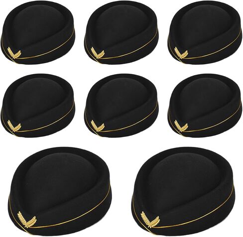 8 Pcs Ladies Air Hostess Caps Flight Attendant Beret Hat Stewardess Uniform Accessories for Halloween Party in Saudi Arabia