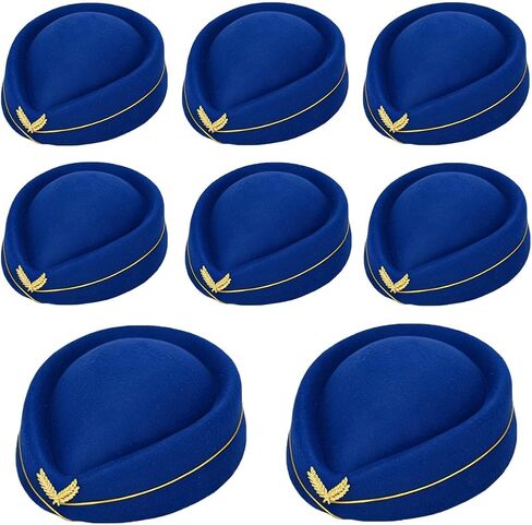 8 Pcs Ladies Air Hostess Caps Flight Attendant Beret Hat Stewardess Uniform Accessories for Halloween Party in Saudi Arabia