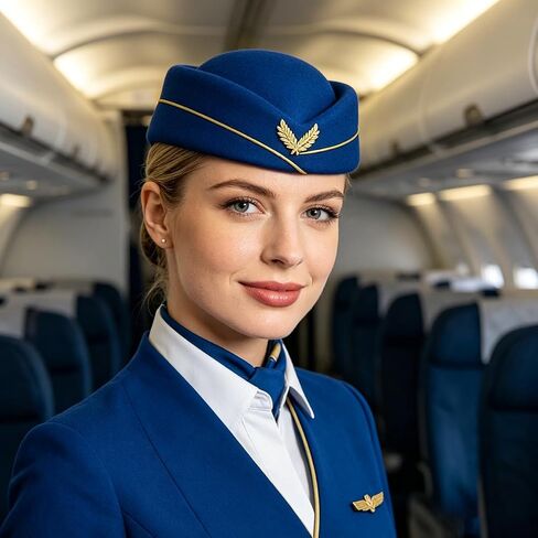 8 Pcs Ladies Air Hostess Caps Flight Attendant Beret Hat Stewardess Uniform Accessories for Halloween Party in Saudi Arabia