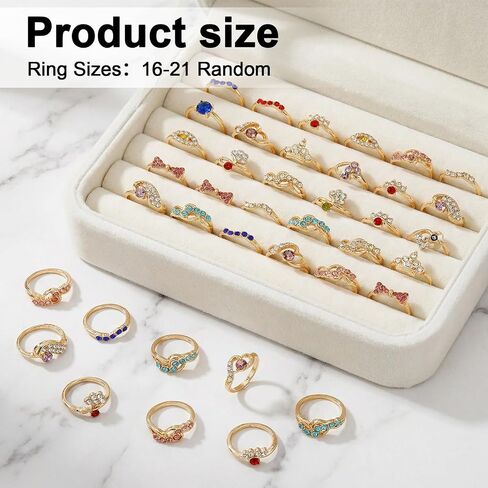 50PCS Fashion Wholesale Lots, Wholesale Items for Resale Bulk Rings, Colorful Rhinestone Ring for Boutique Resale, Stackable Rings Jewelry Accessories, Personal Wear Costume Photography Props in Saudi Arabia