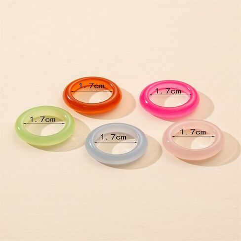 PINK TOWN Resin Chunky Knuckle Ring for Women,Multicolor Acrylic Plastic Finger Rings Set Cute Aesthetic Y2k Statement Rings Thick Dome Stacking Rings in Kuwait