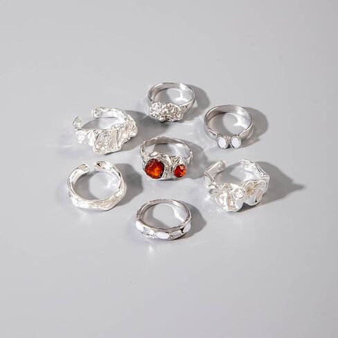 Stackable Rings for Women Ring Set Stacking Rings Knuckle Flower Rings Stylish Jewelry Gift for Women Adjustable Fashion Rings Set in Kuwait