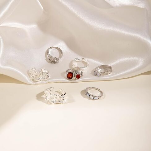 Stackable Rings for Women Ring Set Stacking Rings Knuckle Flower Rings Stylish Jewelry Gift for Women Adjustable Fashion Rings Set in Kuwait