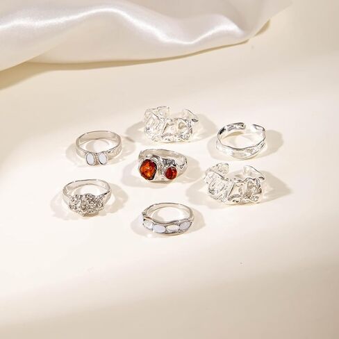 Stackable Rings for Women Ring Set Stacking Rings Knuckle Flower Rings Stylish Jewelry Gift for Women Adjustable Fashion Rings Set in Kuwait