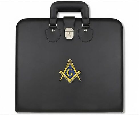 Masonic Embroidered Square and Compass Black Master Mason Soft Apron Case with Free Cotton Gloves, Blue Lodge Provincial Size 16x18 Inches, 100% Lambskin in Kuwait