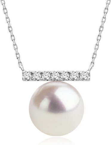 Pearl Necklaces for Women Dainty Freshwater Pearl Necklace Drop 925 Sterling Silver with Cubic Zirconia Christmas Mothers Day Valentine's Day Gifts For Women in Kuwait