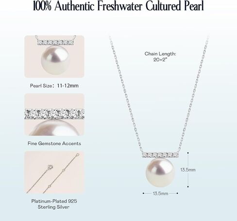 Pearl Necklaces for Women Dainty Freshwater Pearl Necklace Drop 925 Sterling Silver with Cubic Zirconia Christmas Mothers Day Valentine's Day Gifts For Women in Kuwait
