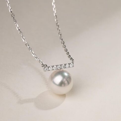 Pearl Necklaces for Women Dainty Freshwater Pearl Necklace Drop 925 Sterling Silver with Cubic Zirconia Christmas Mothers Day Valentine's Day Gifts For Women in Kuwait