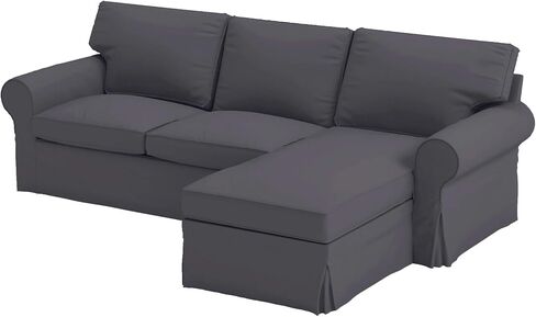 Heavy Duty Polyester Sofa Cover Only Replacement Compatible with IKEA Ektorp 3 Seat Sofa, Loveseat, Armchair, Sectional Corner, Chaise or Footstool Ektorp Slipcover (Beige Polyester 2+2) in Kuwait