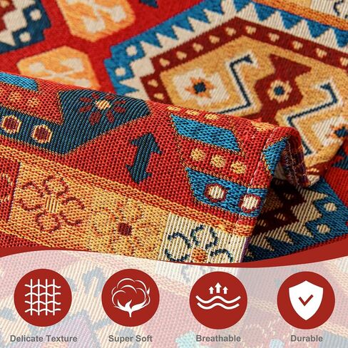 VOGOL Boho Geometric Couch Cover, Non Slip Woven Sofa Slipcovers, 27x60 | Washable Couch Cover for Dogs and Pets, Breathable Furniture Protector for Loveseat, Sectional Sofa, Armchair, Plaid Style in Kuwait