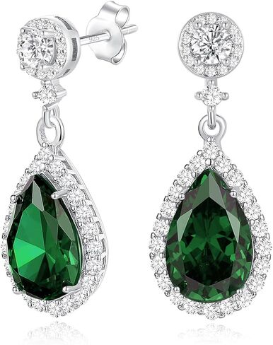 Silver Dangle Earrings for Women Sparkly Rhinestone Teardrop Crystal Formal Drop Dangling Earring,Fake Diamond Wedding Costume Jewelry in Saudi Arabia