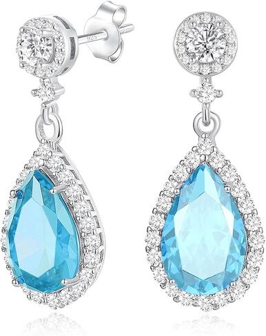 Silver Dangle Earrings for Women Sparkly Rhinestone Teardrop Crystal Formal Drop Dangling Earring,Fake Diamond Wedding Costume Jewelry in Saudi Arabia