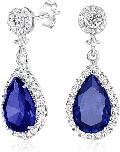 Silver Dangle Earrings for Women Sparkly Rhinestone Teardrop Crystal Formal Drop Dangling Earring,Fake Diamond Wedding Costume Jewelry in Saudi Arabia