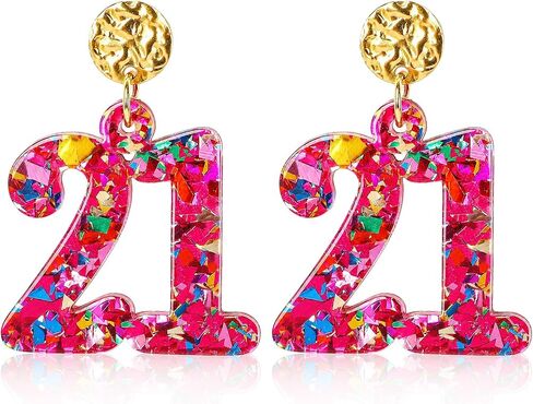 Birthday Earrings for Women, Lightweight Sparkly Acrylic Drop Dangle Earrings Birthday Gifts for Party Celebration Outfits in Saudi Arabia