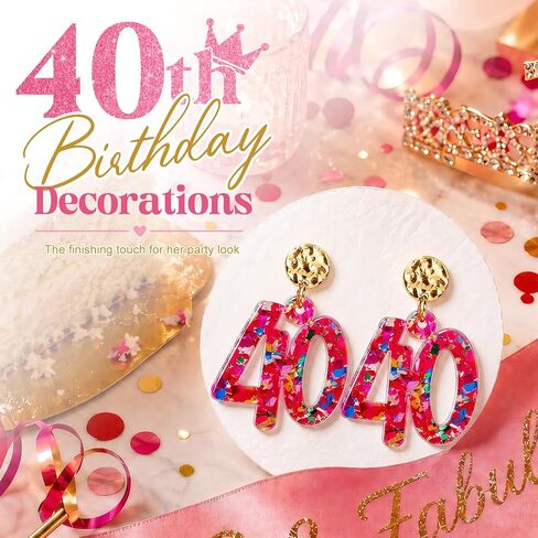 Birthday Earrings for Women, Lightweight Sparkly Acrylic Drop Dangle Earrings Birthday Gifts for Party Celebration Outfits in Saudi Arabia